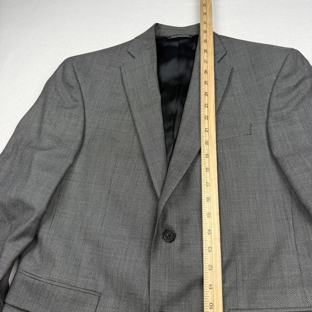 Jack Victor Suit Jacket Mens 39R Gray Geometric Wool Orleans 2 Button Canada